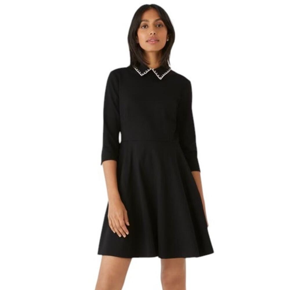 Kate Spade Black Ponte Embellished Collar Dress